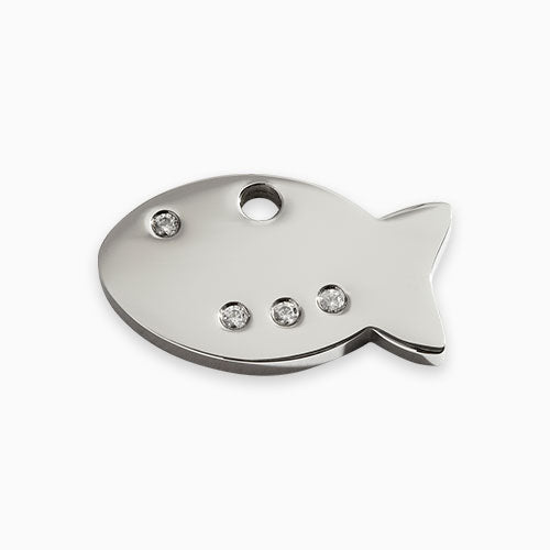 Diamante Polished Stainless Steel Cat ID Tag Fish