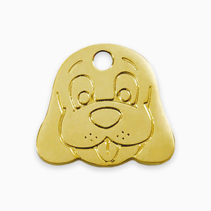Brass Dog ID Tag Dog Face