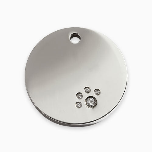 Diamante Polished Stainless Steel Pet ID Tag Circle