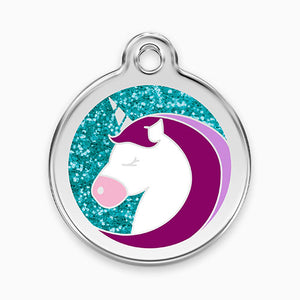 Glitter Enamel Pet ID Tag - Unicorn
