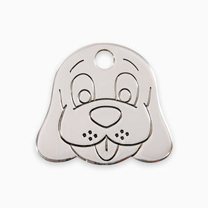 Stainless Steel Dog ID Tag - Dog Face